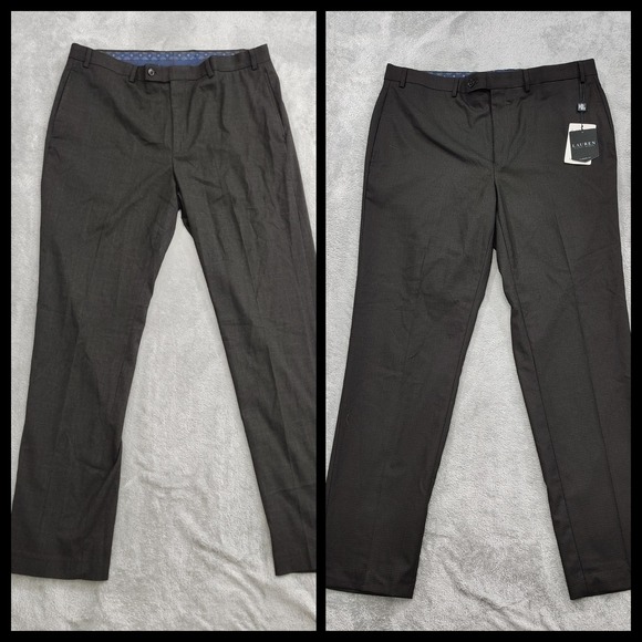 LOT (2) LRL Pants Mens 38x34 (1 NEW)‎ Ralph Lauren Black Label Dark Brown Plaid